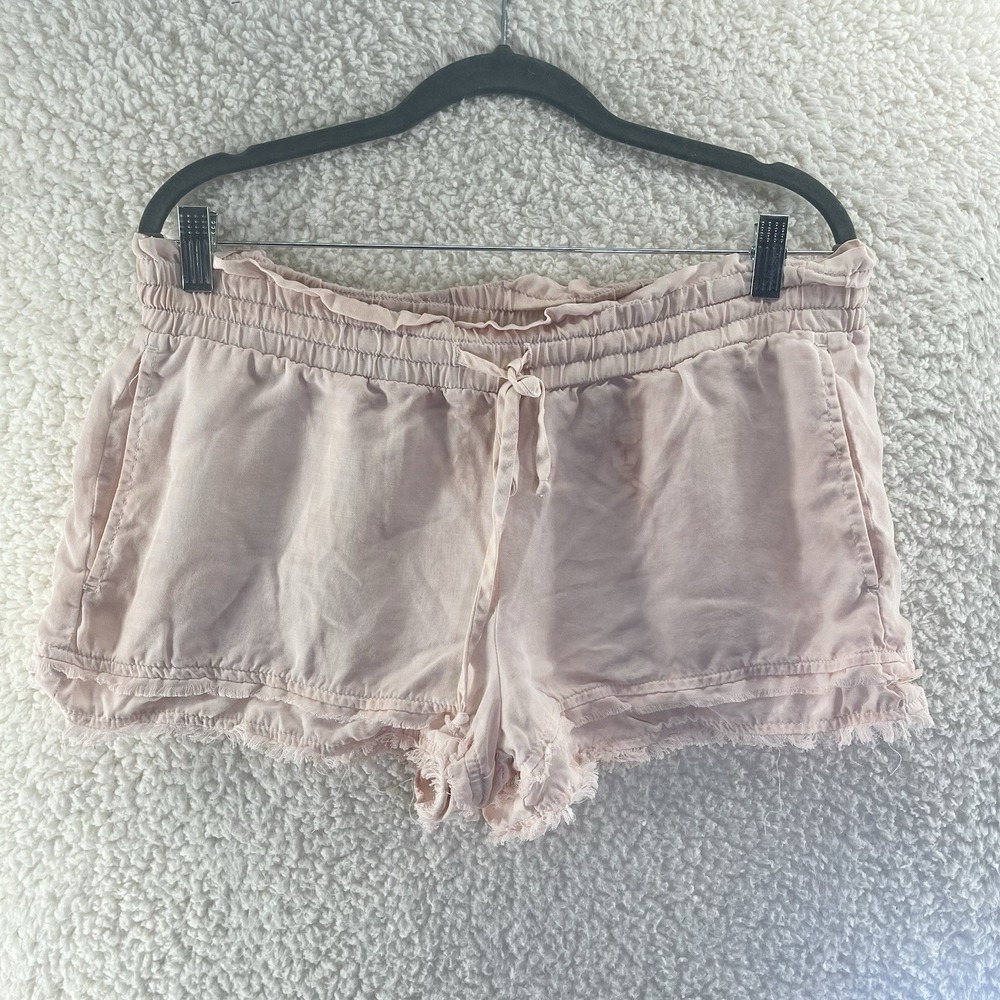 Bella Dahl Shorts Women's Medium‎ Frayed Hem Pull On Tencel Pink Tye Dye Flowy